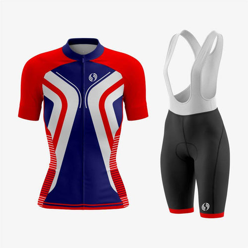 Personalized Women's Cycling Set – Red & Blue - K2 Sportswear | Custom Sports Uniforms & Apparels - K2 Sportswear