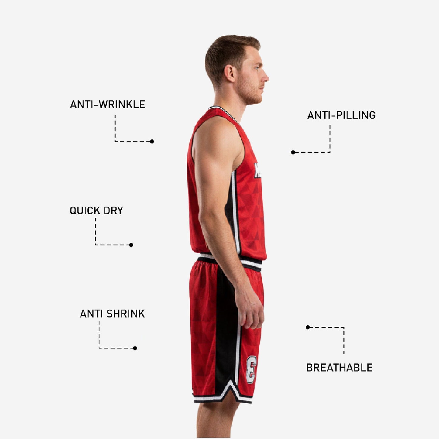 Custom Basketball Jersey & Shorts Set - Team Name Number Uniform in Red