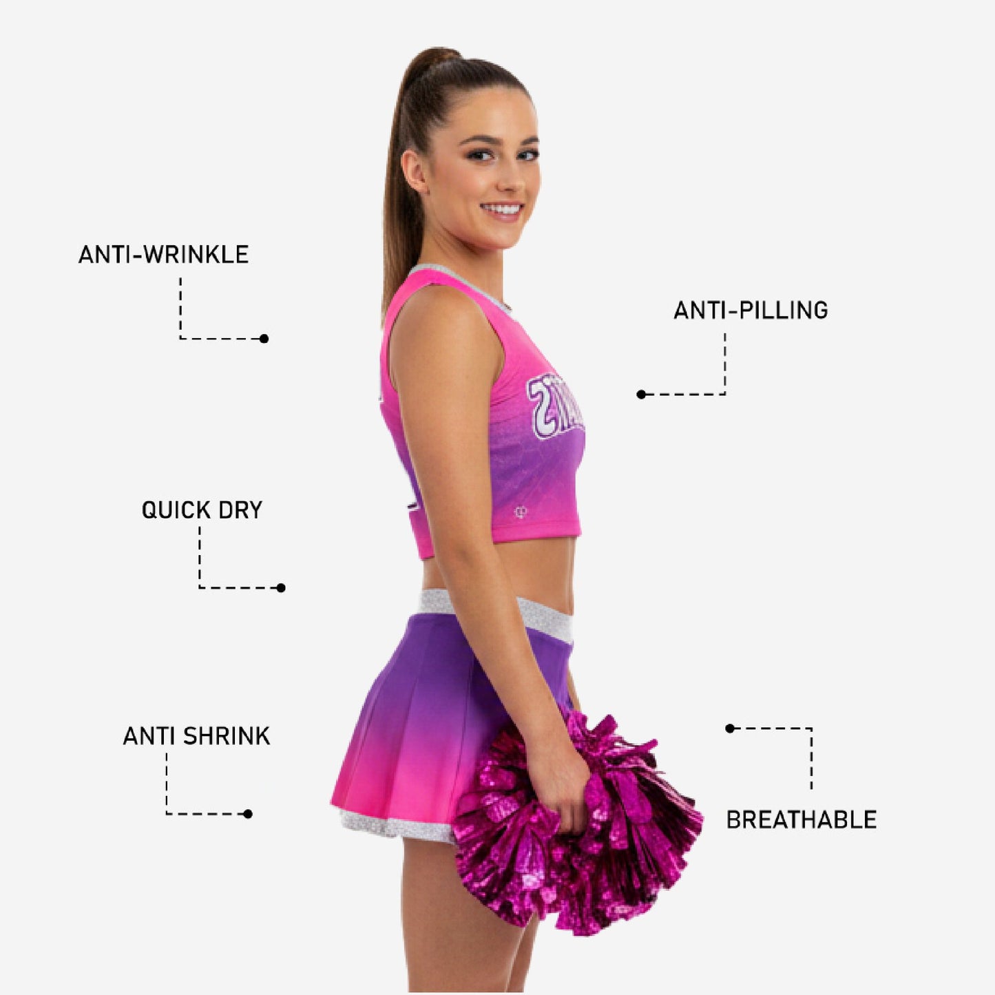 Youth & Adult Cheerleading Uniform Set - Personalized Gradient Design