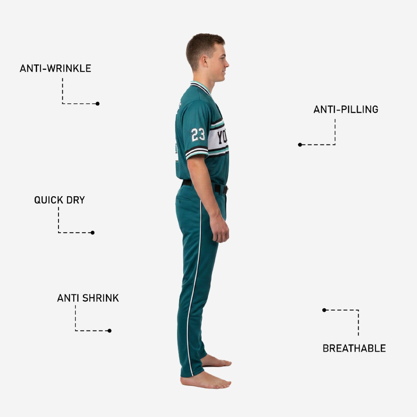 Personalized Youth Baseball Jersey & Pants - Custom Team Uniform Set in Midnight Green