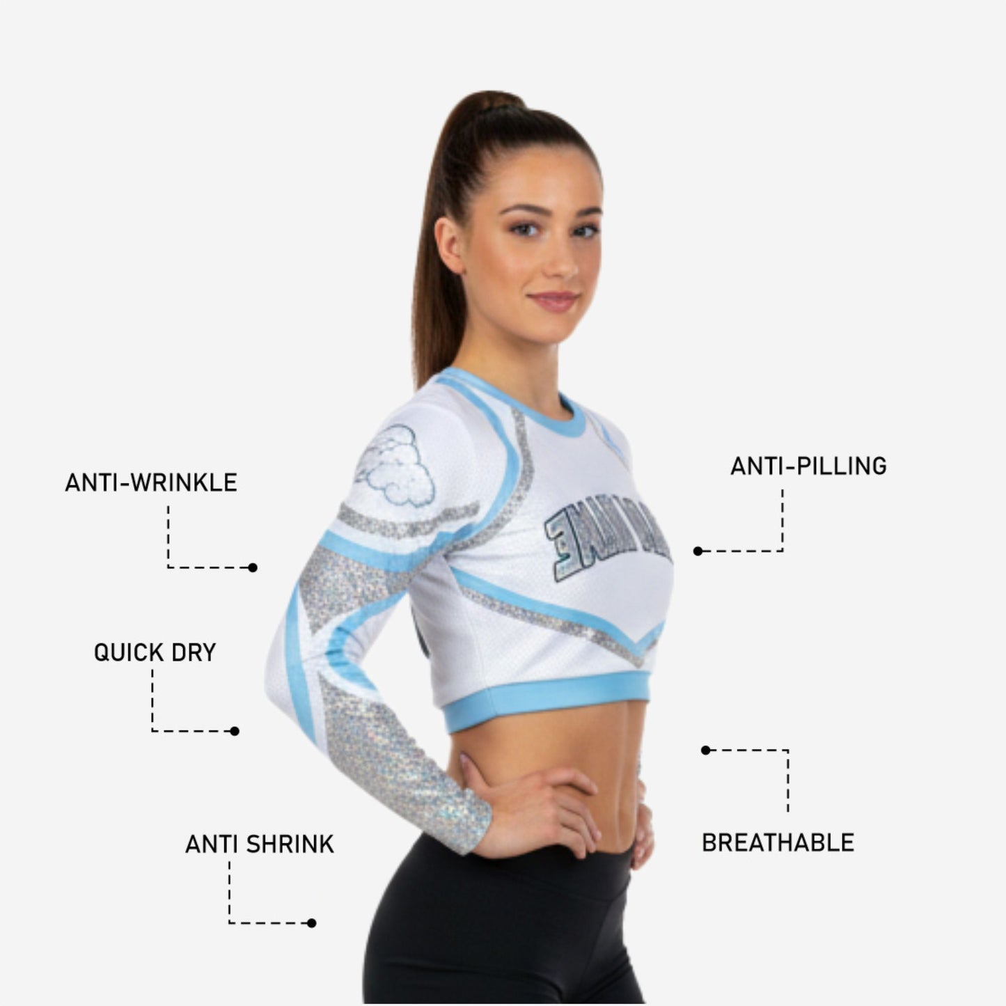 Personalized Cheerleading Jersey in White - Youth & Adult
