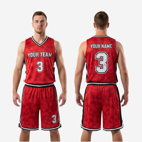 Custom Basketball Jersey & Shorts Set - Team Name Number Uniform in Red
