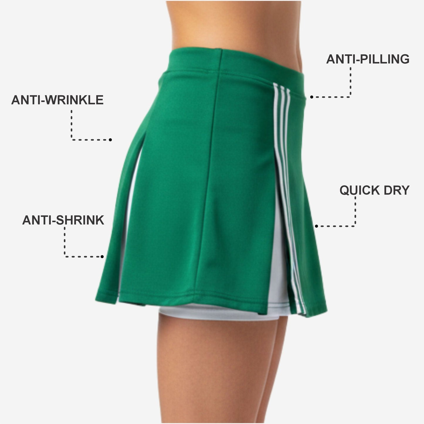 Personalized Cheer Skirt - Custom Sublimated Cheerleading Skirt Green