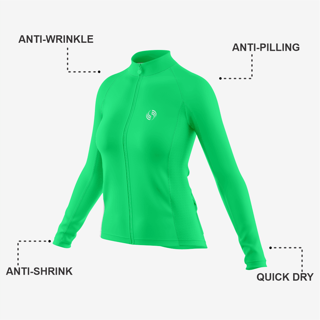 Premium Women's Long Sleeve Bicycle Jersey in Green - K2 Sportswear | Custom Sports Uniforms & Apparels - K2 Sportswear