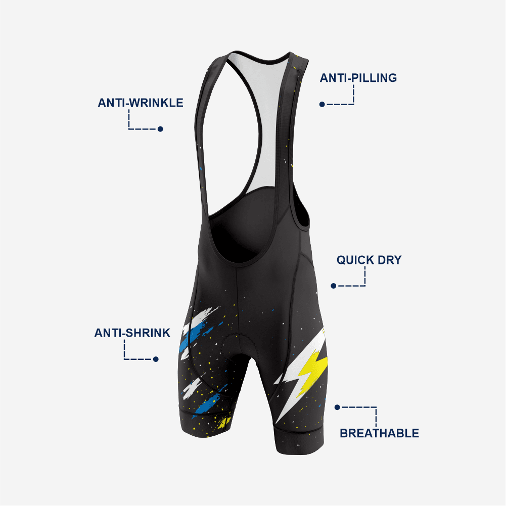 High Performance Men's Cycling Bib Shorts in Black - K2 Sportswear | Custom Sports Uniforms & Apparels - K2 Sportswear