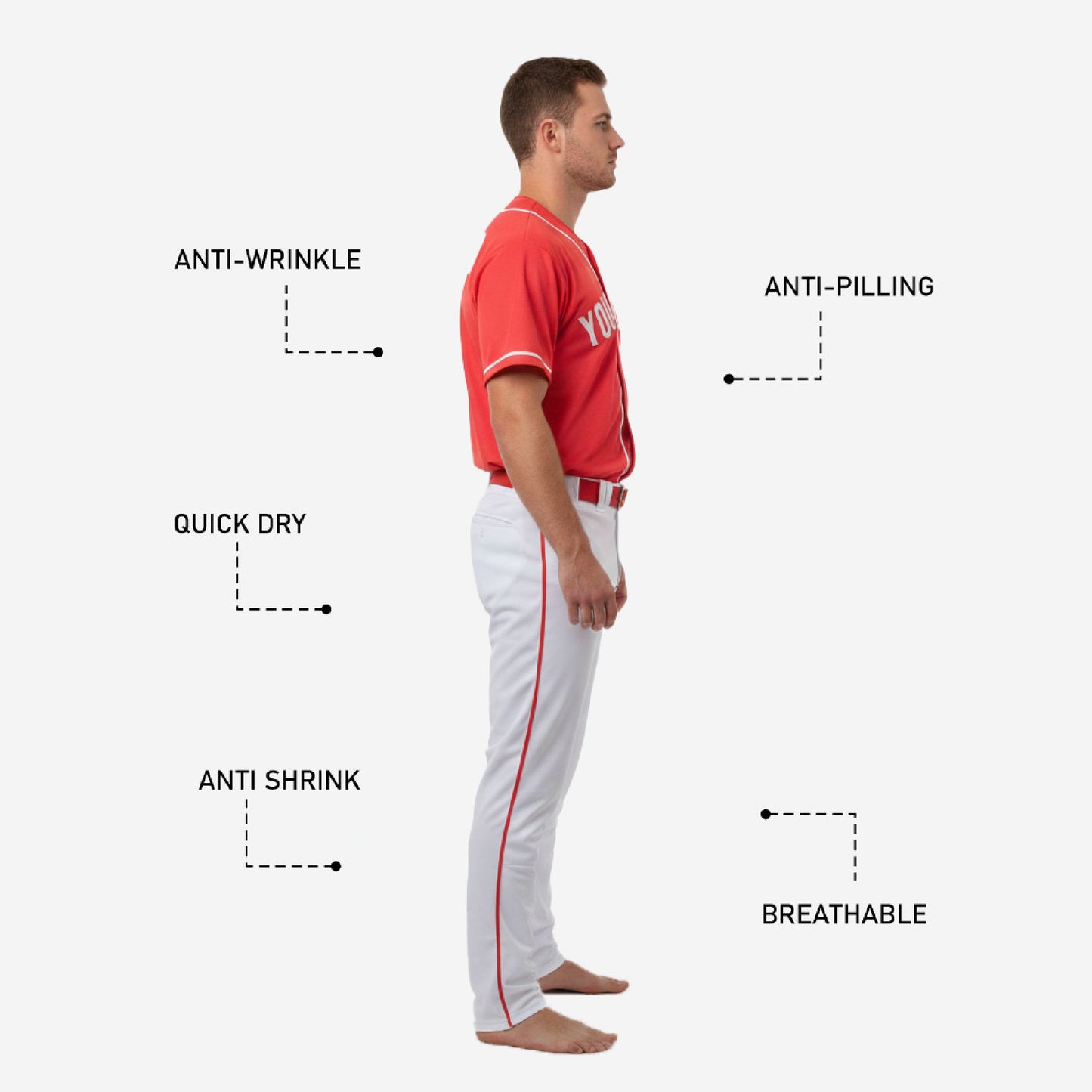 Personalized Baseball Uniform - Custom V-Neck Jersey & Pants Complete Team Set