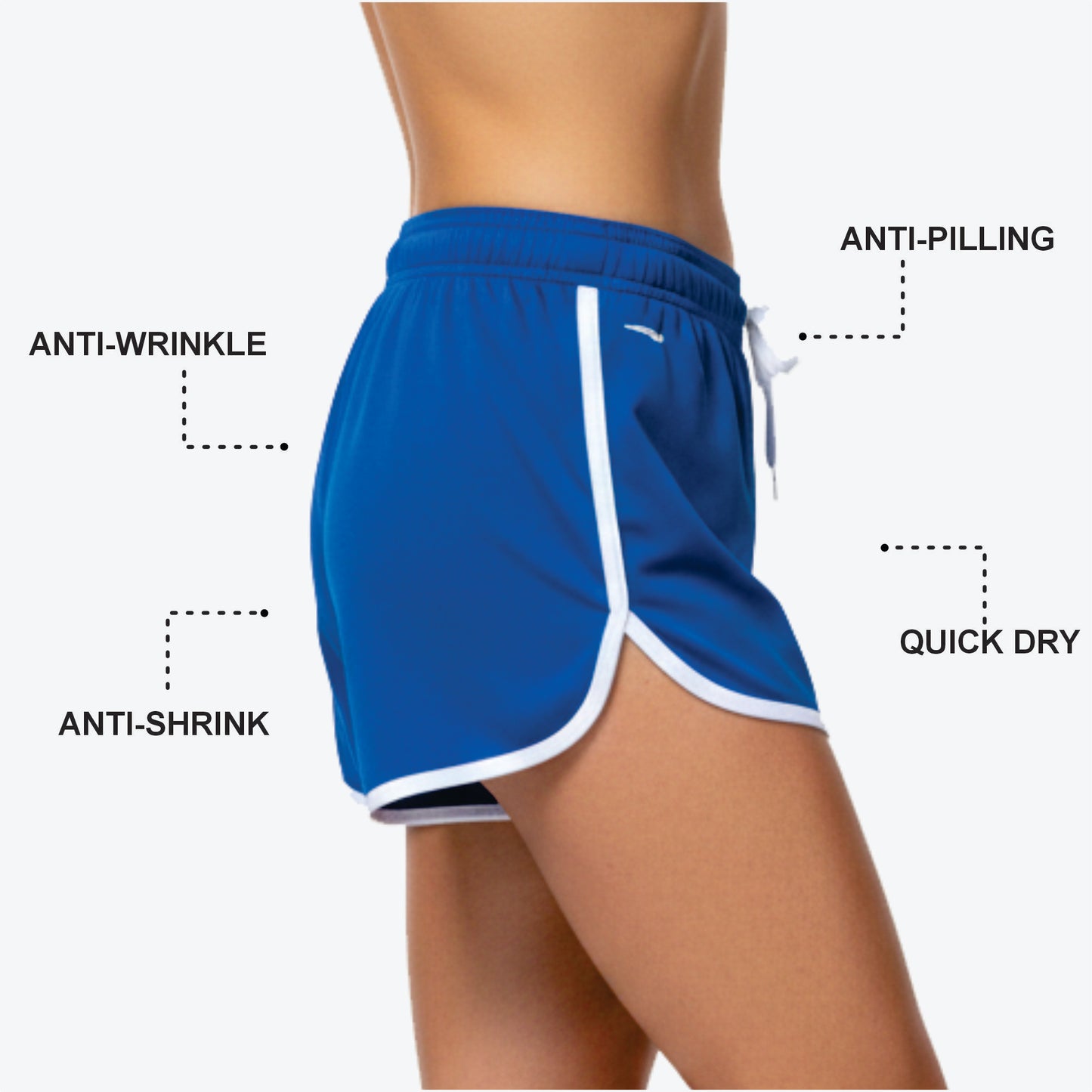 Custom Cheerleading Blue Shorts - Athletic Practice Shorts with Drawstring