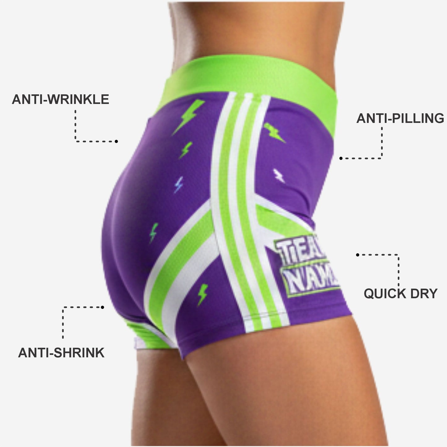 Personalized Cheer Team Shorts - Custom Athletic Performance Shorts Purple