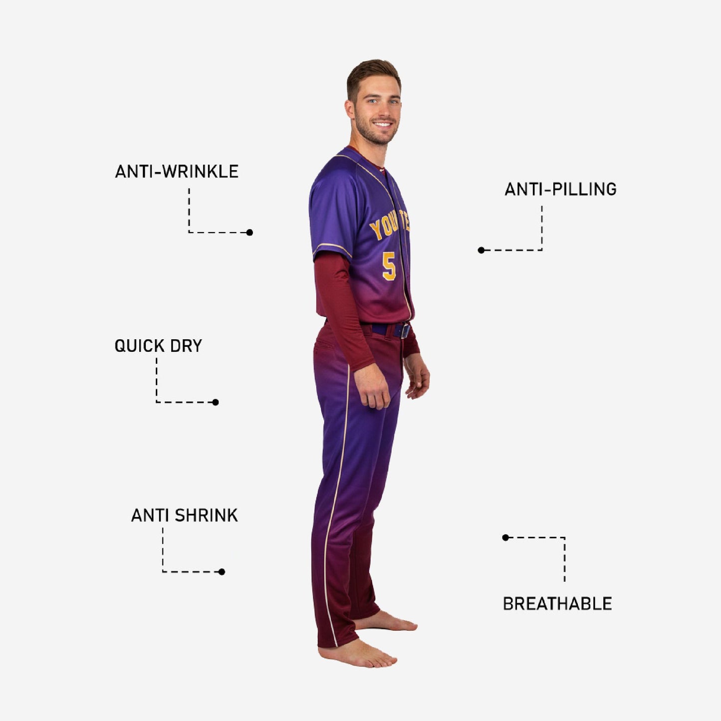 Custom Baseball Team Uniform - Jersey & Pants Custom Name Number