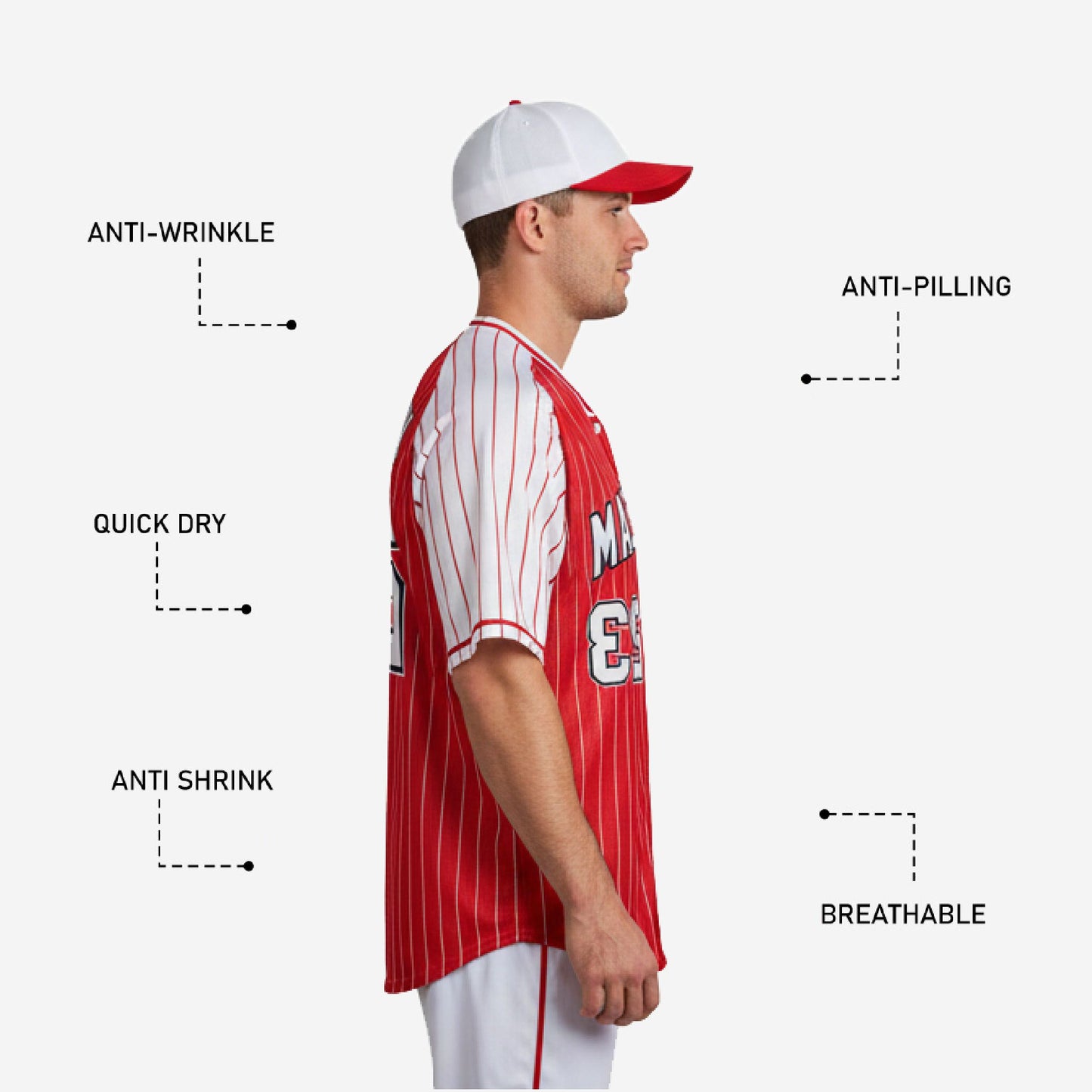 Custom Baseball Jersey in Red - Full Button Baseball Jersey Team Name & Number