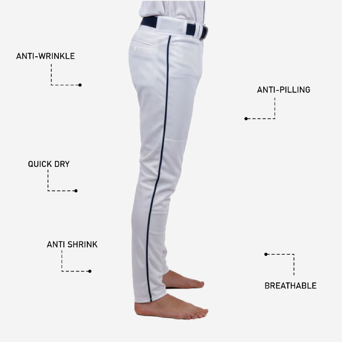 Custom Baseball Pants - Custom Team Colors Uniform Pants in White