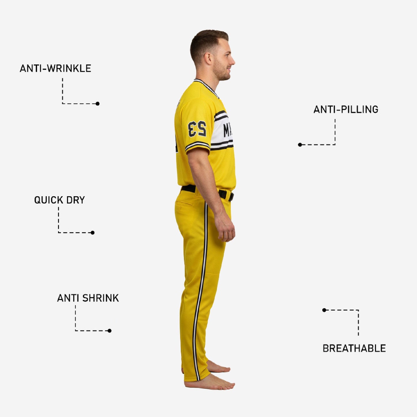 Personalized Baseball Team Uniform - Custom Jersey & Pants Set in Yellow