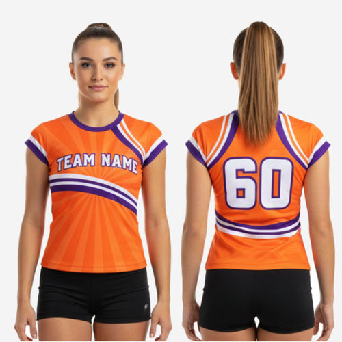 Custom Cheerleading Shell Top - Orange Short Sleeve Team Uniform