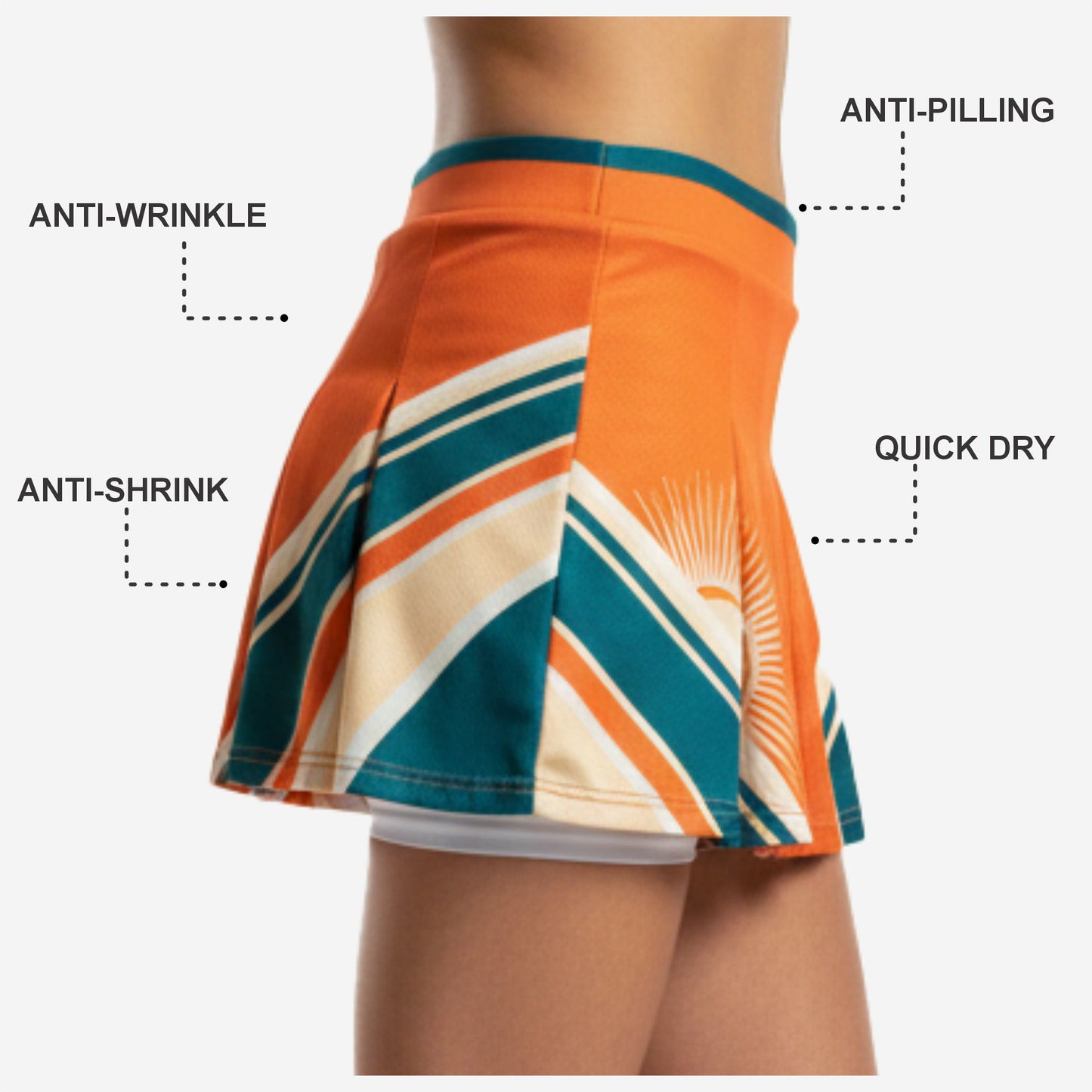 Custom Cheerleading Skirt in Orange - Athletic Performance Skirt
