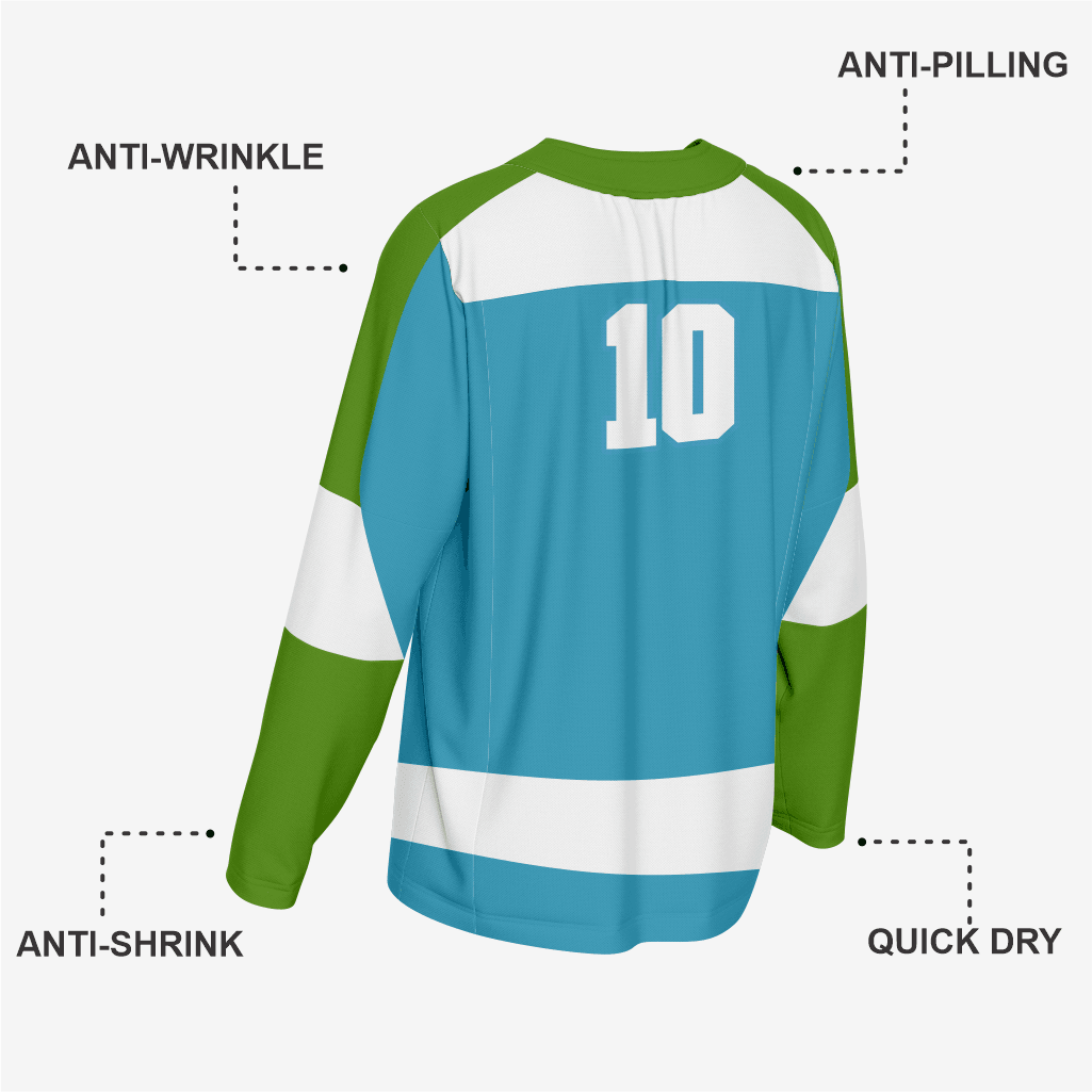 Custom Ice Hockey Jersey in Sky Blue/Dark Green - K2 Sportswear | Custom Sports Uniforms & Apparels - K2 Sportswear