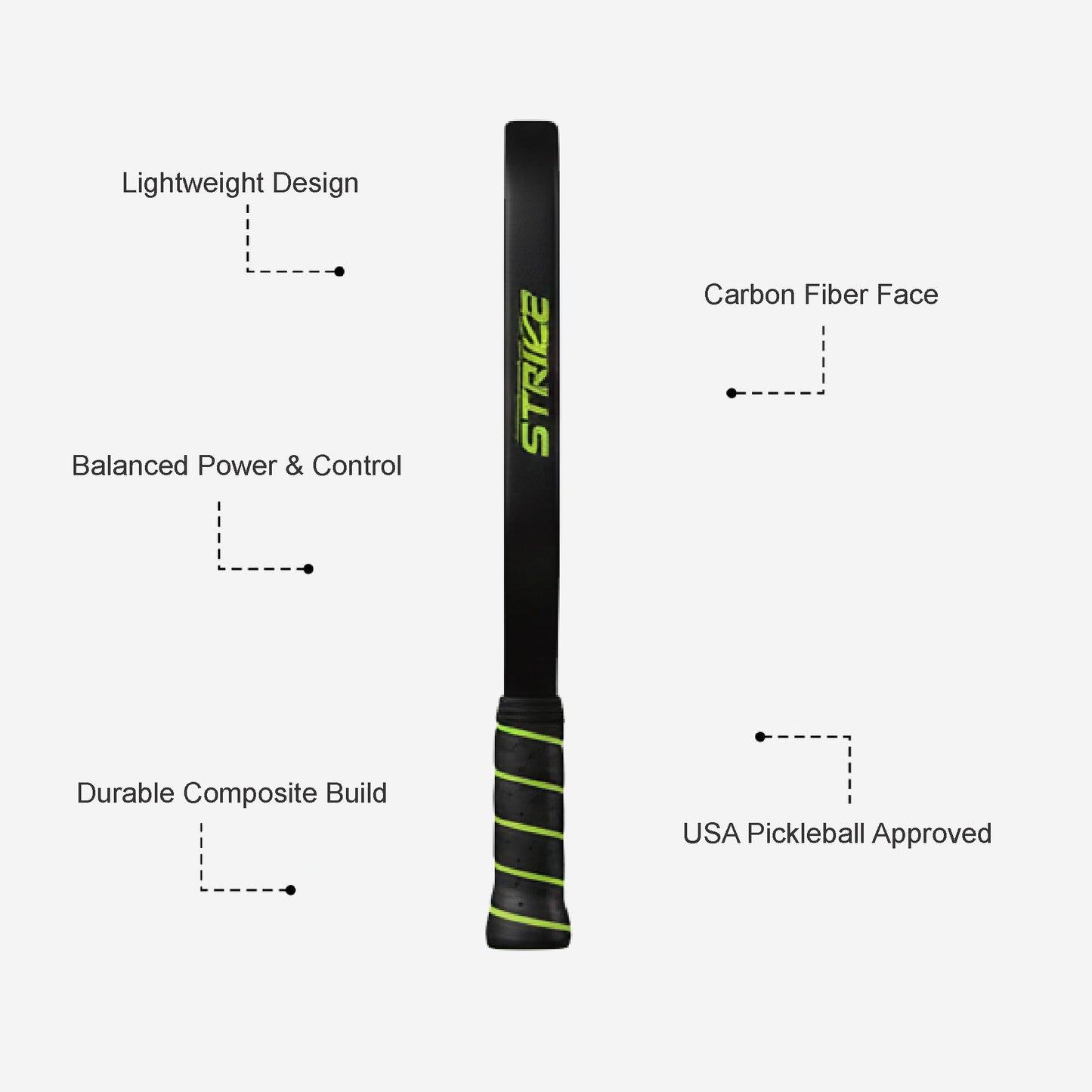 Custom Pickleball Paddle - Black Graphite Pickleball Racket - K2 Strike Paddle