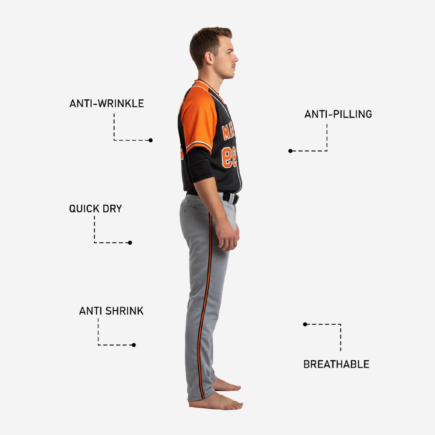 Custom Baseball Team Uniform - Jersey & Pants Custom Name Number