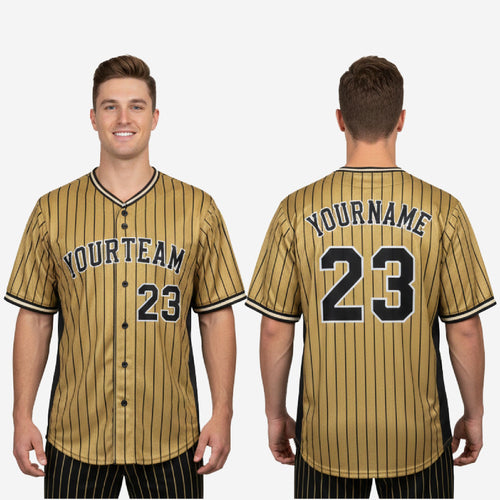 Personalized Baseball Jersey in Pale Brown - Custom Pinstripe Sublimation Print Team Jersey