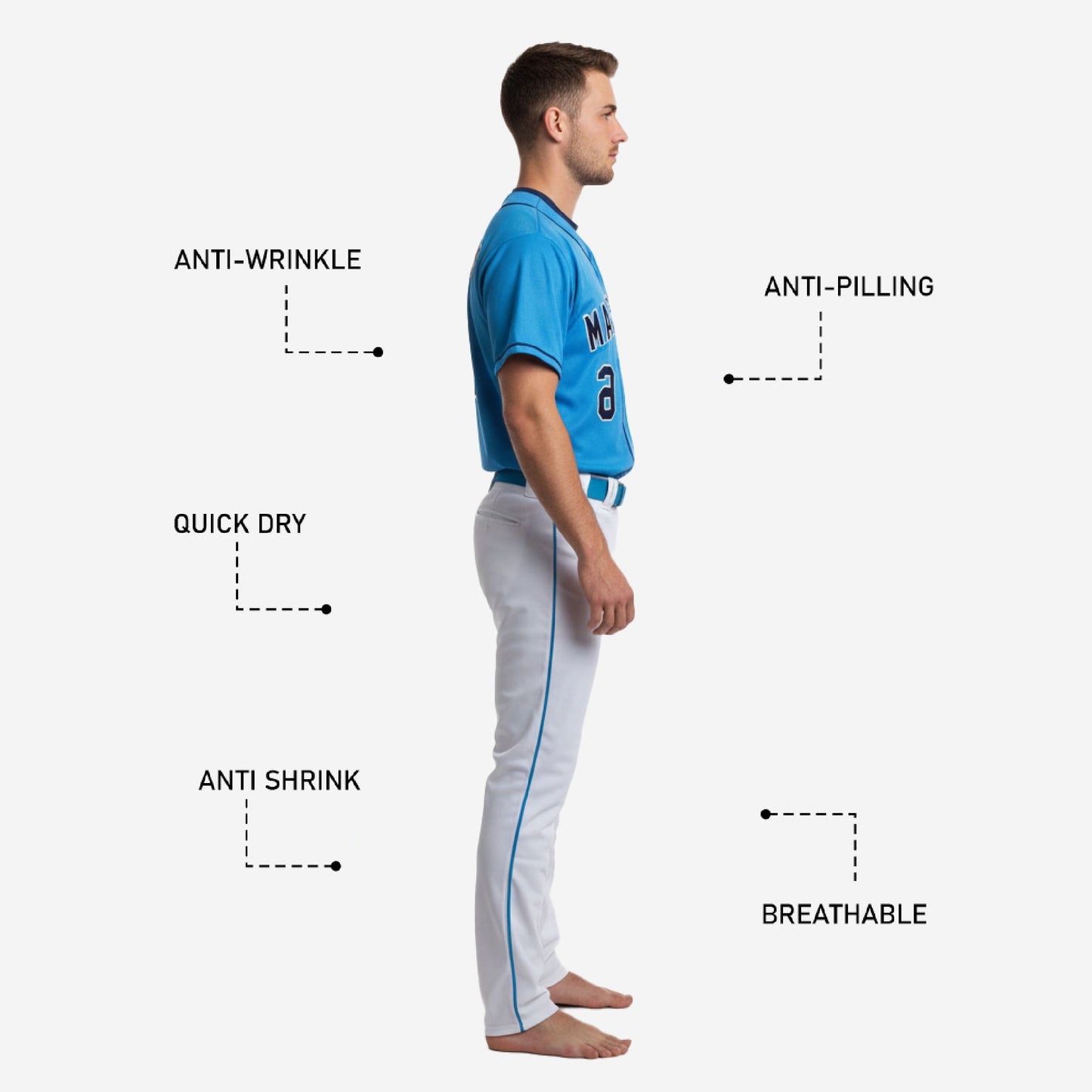 Custom Baseball Team Uniform - Jersey & Pants Custom Name Number Set