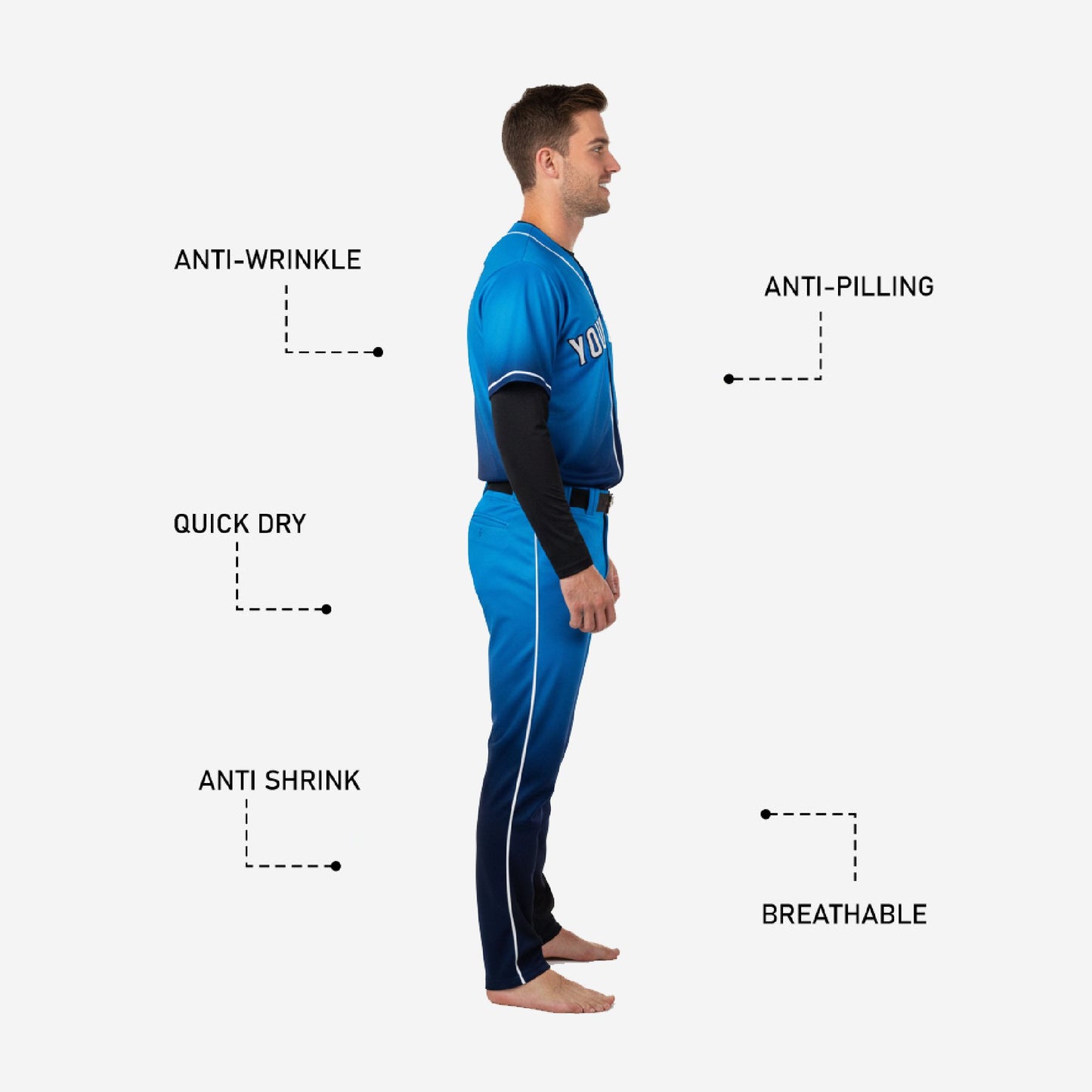 Custom Baseball Uniform - Complete Jersey Pants Set Team Name Number