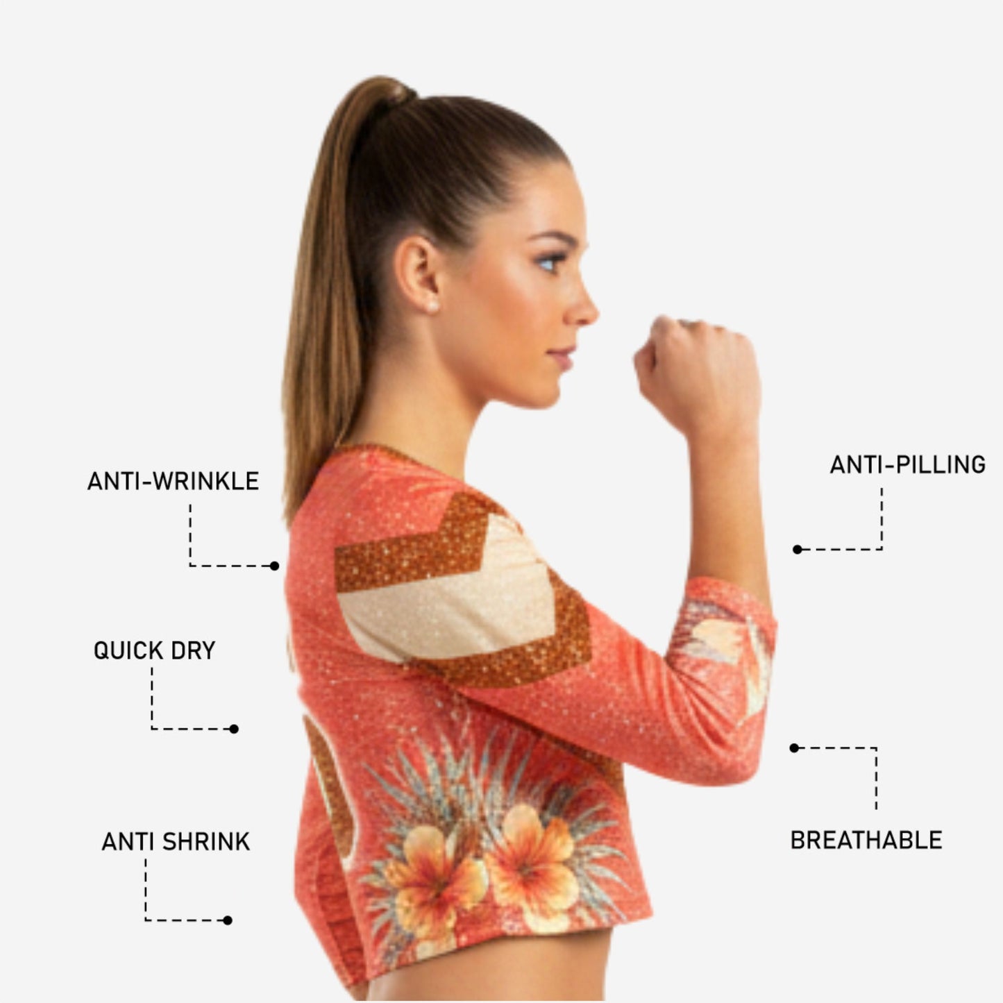 Personalized Long Sleeve Cheer Jersey - Coral Gold Chevron Team Number Top