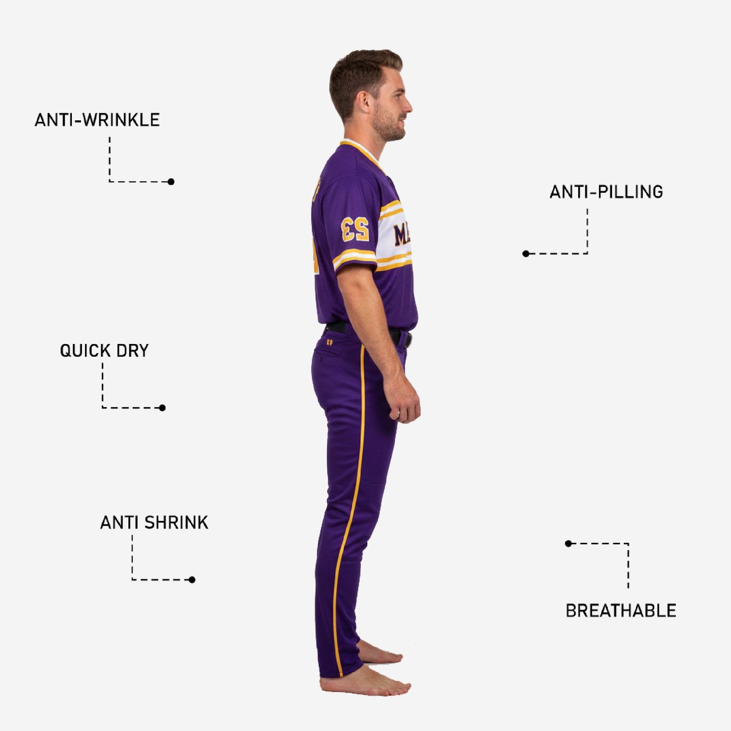 Personalized Baseball Team Uniform - Custom Jersey & Pants Set in Purple