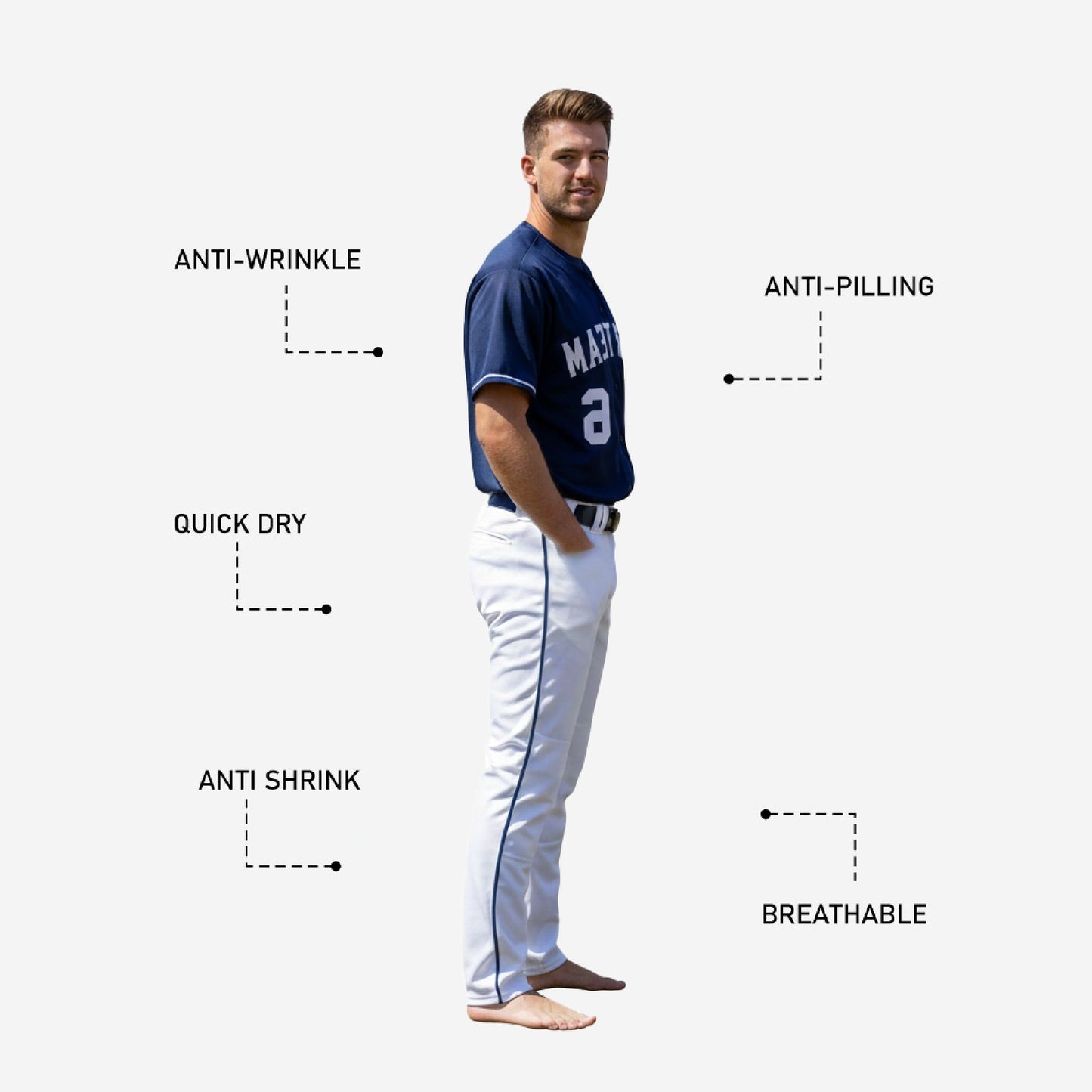 Custom Baseball Team Uniform in Navy - Jersey & Pants Custom Name Number Set