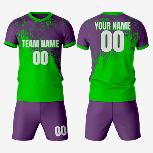 Sleek Kelly Green & Purple Soccer Uniforms for Champions