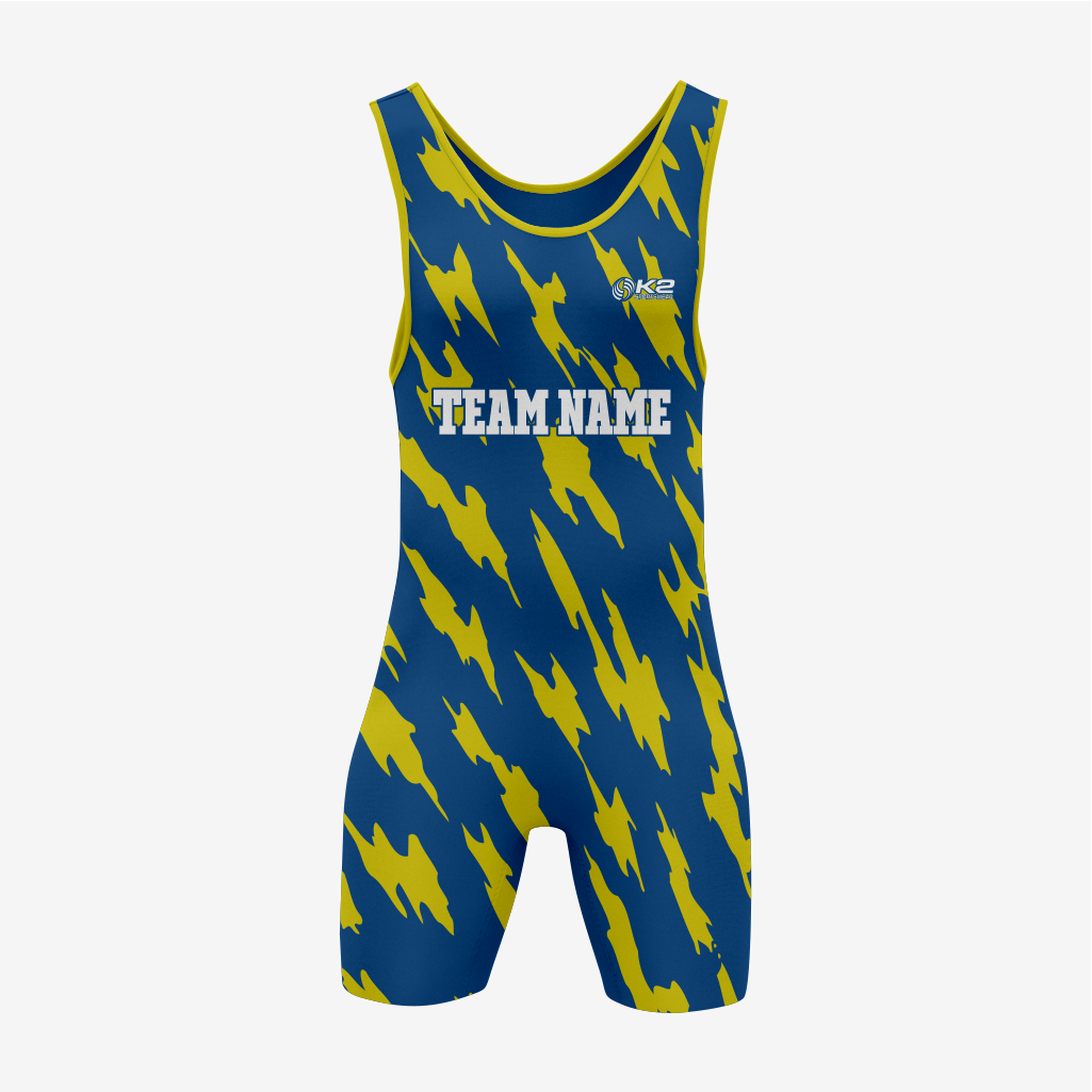 Custom Wrestling Gear – Blue/Yellow Singlet for Champions
