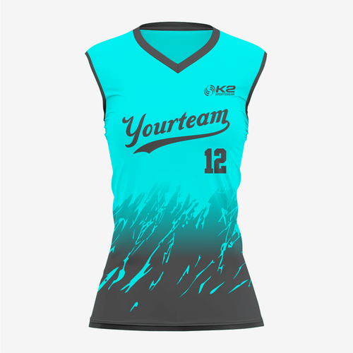 Custom Softball Sleeveless V Neck Jersey – Turquoise/Gray - K2 Sportswear | Custom Sports Uniforms & Apparels - K2 Sportswear
