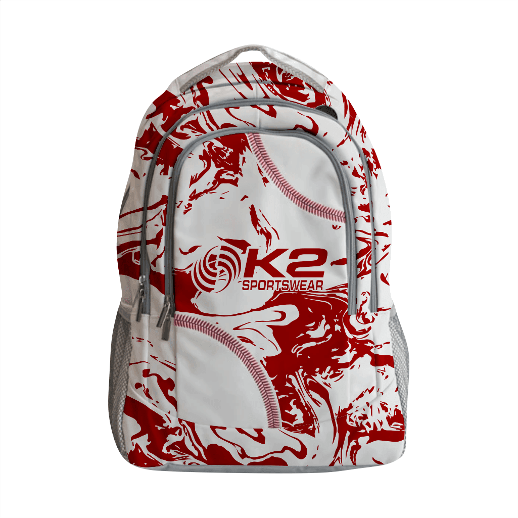 Baseball Backpack in Grey and Maroon - K2 Sportswear | Custom Sports Uniforms & Apparels - K2 Sportswear