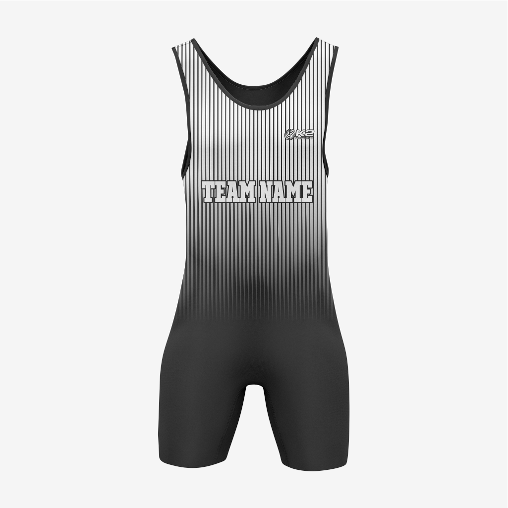 Personalized White/Black Wrestling Singlet – Premium Quality