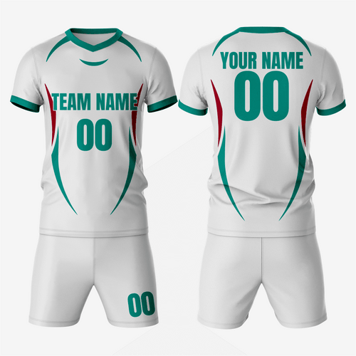 White and Teal Green Soccer Uniform – Perfect for Teams
