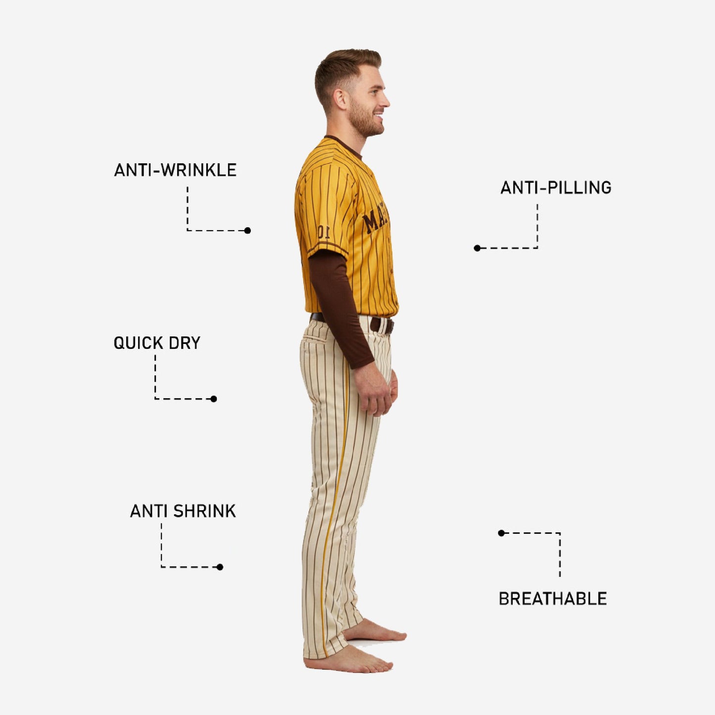 Custom Baseball Uniform - Pinstripe Jersey Pants Set Team Name Number