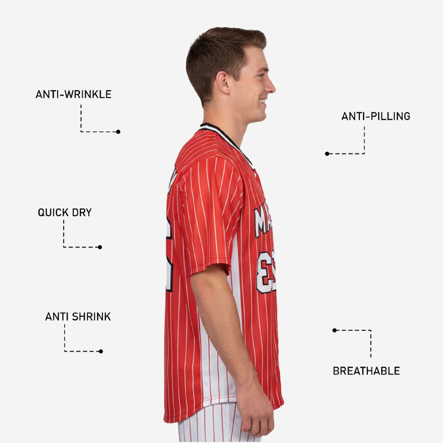 Custom Baseball Jersey - Pinstripe Full Button Jersey Team Name & Number