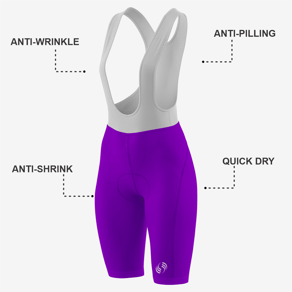 Personalized Purple Women’s Cycling Bib Shorts – Ultimate Ride Comfort - K2 Sportswear | Custom Sports Uniforms & Apparels - K2 Sportswear