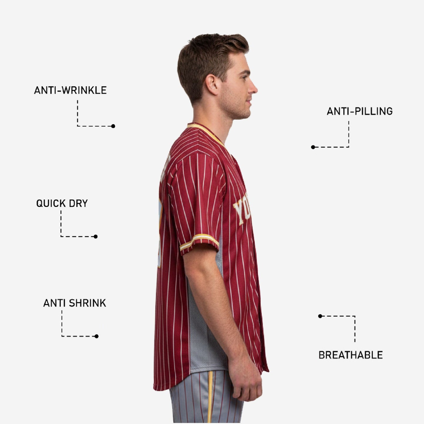 Custom Baseball Jersey - Pinstripe Full Button Jersey Team Name & Number