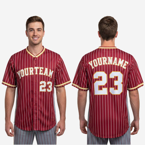 Custom Baseball Jersey - Pinstripe Full Button Jersey Team Name & Number