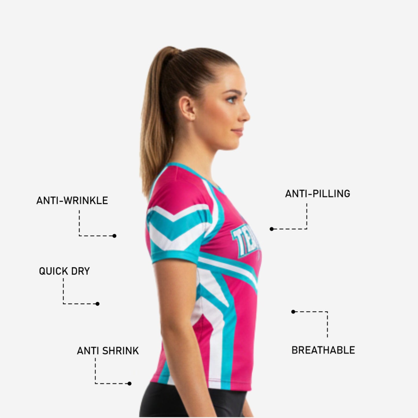 Short Sleeve Cheer Uniform Shell - Performance Fabric Team Apparel