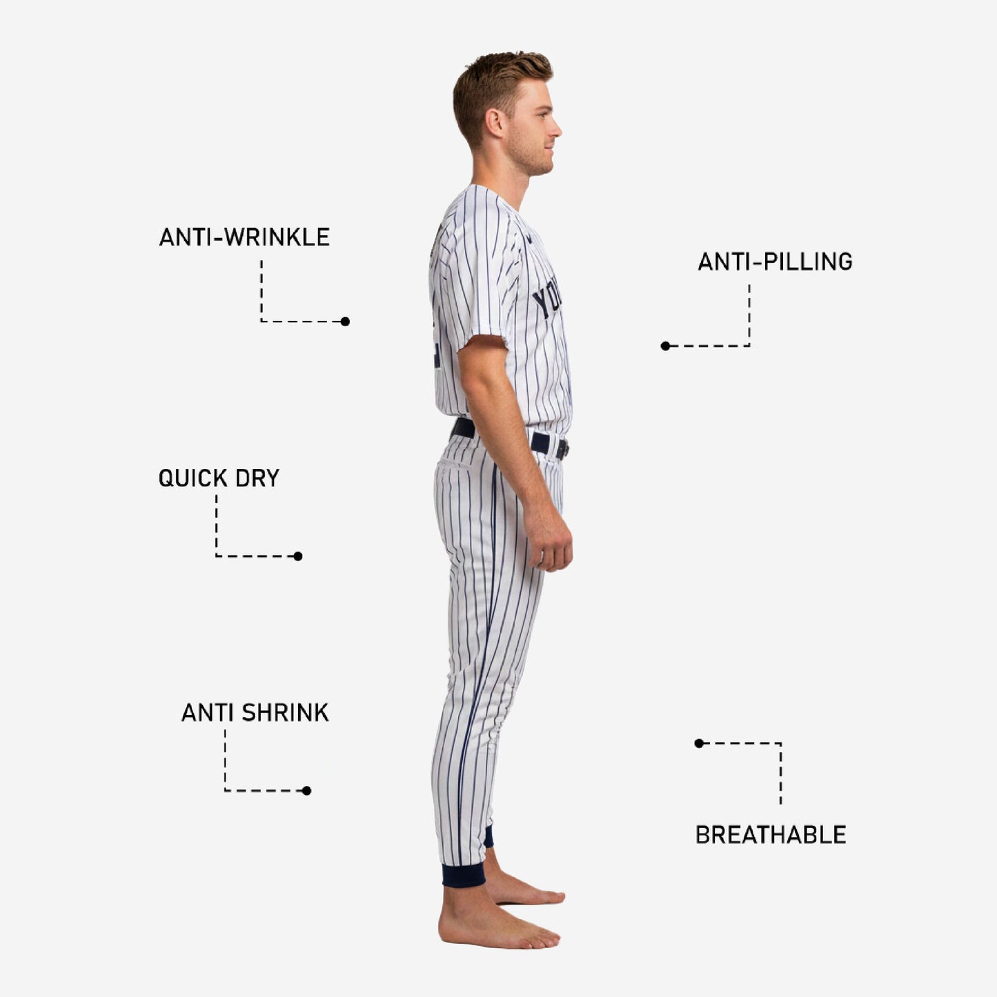 Custom Baseball Team Uniform in White - Jersey & Pants Custom Name Number Set