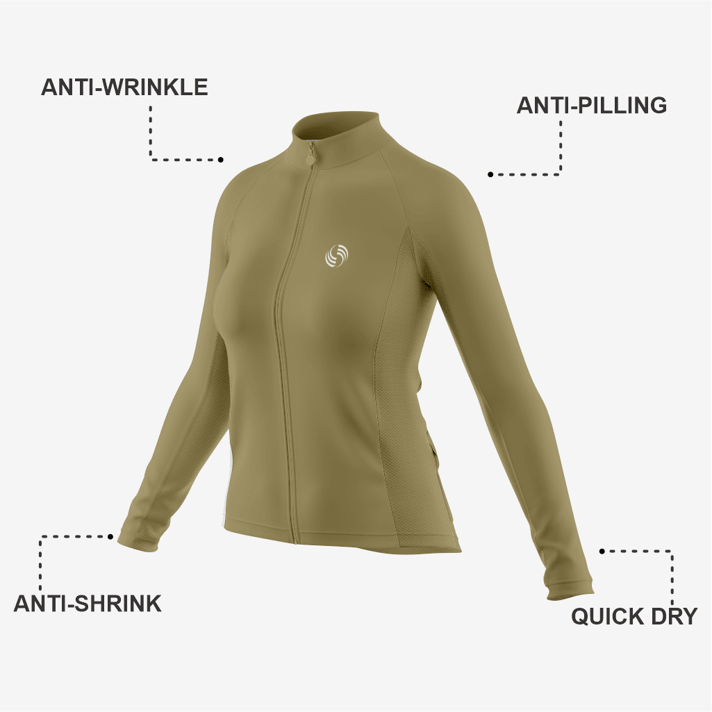 Pro-Level Women's Long Sleeve Cycling Jersey in Tan - K2 Sportswear | Custom Sports Uniforms & Apparels - K2 Sportswear