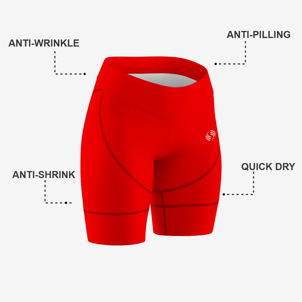 Personalized Red Women's Cycling Shorts - K2 Sportswear | Custom Sports Uniforms & Apparels - K2 Sportswear