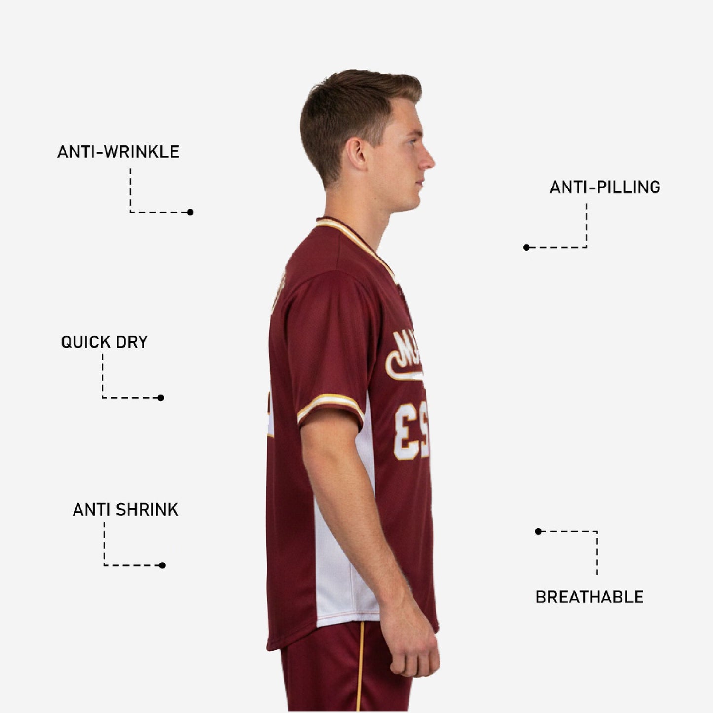Custom Baseball Jersey - Full Button Baseball Jersey Custom Name & Number