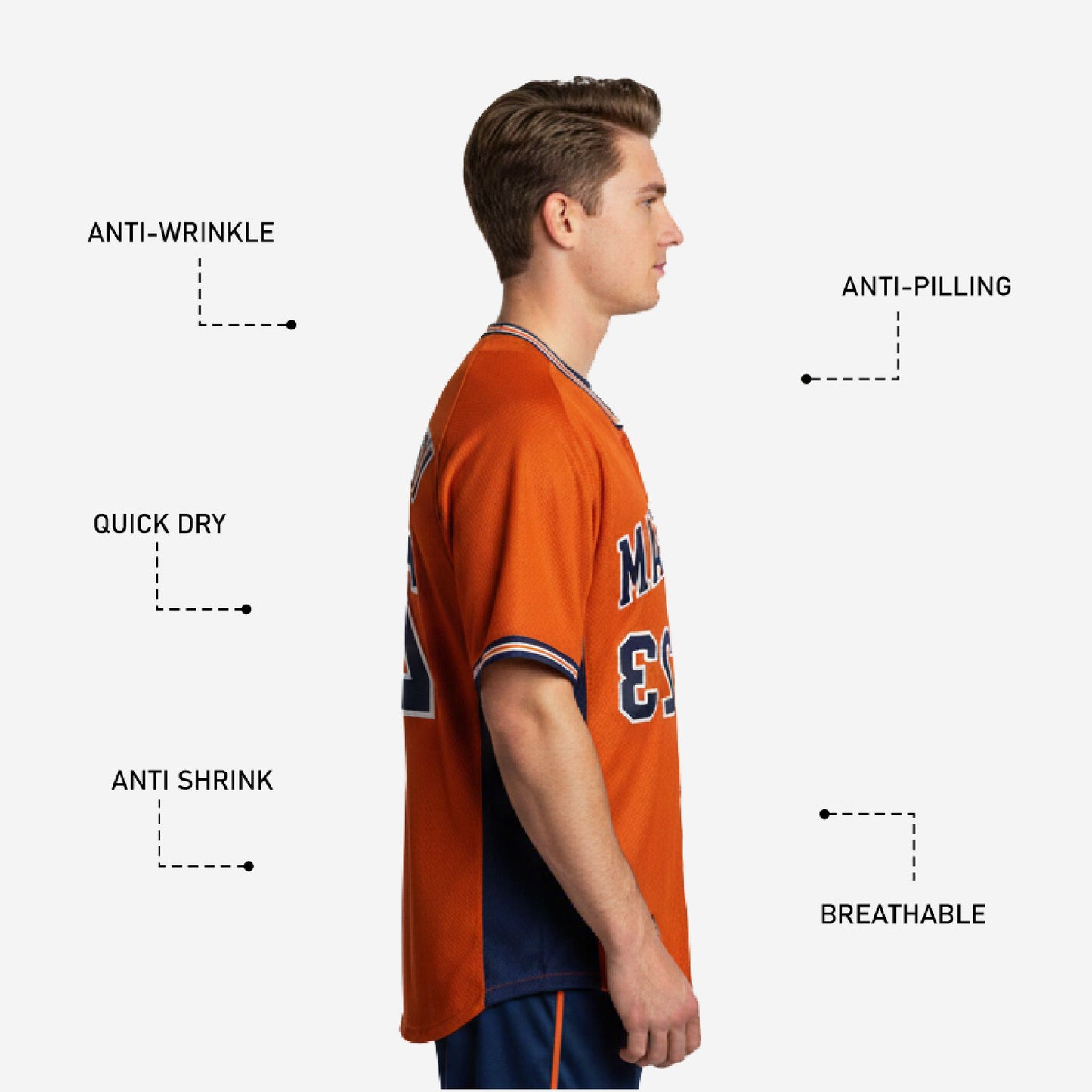 Personalized Baseball Jersey in Orange - Custom Team Name Number Sublimated Baseball Shirt