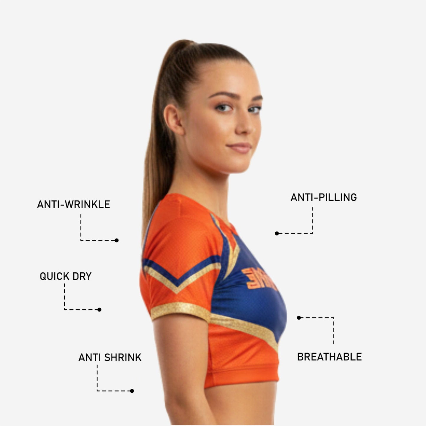 Custom Printed Cheerleading Crop Top - School Spirit Team Name Apparel