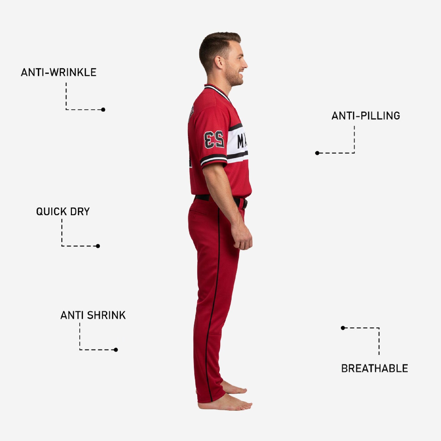 Personalized Baseball Team Uniform - Custom Jersey & Pants Set in Vivid Burgundy