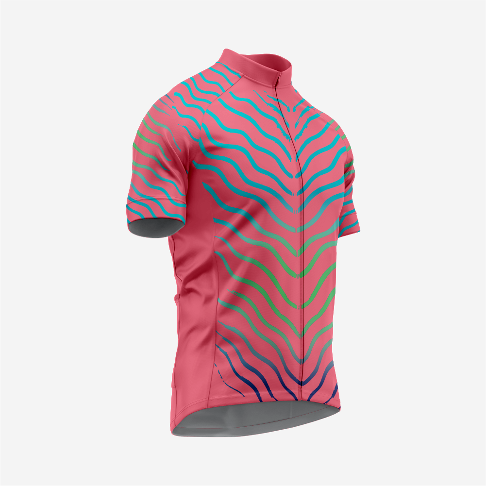 Mens Short Sleeve Cycling Jersey Dark Pink Lightweight Bike Apparel