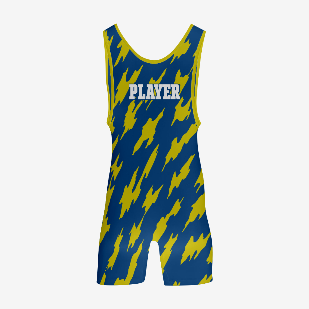 Custom Wrestling Gear – Blue/Yellow Singlet for Champions