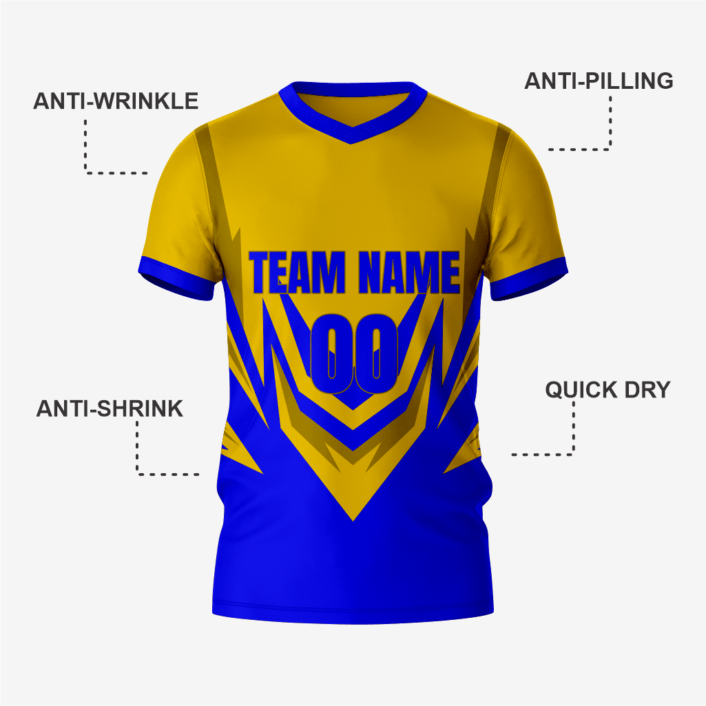 Classic Gold-Blue Soccer Outfit for Players - K2 Sportswear | Custom Sports Uniforms & Apparels - K2 Sportswear