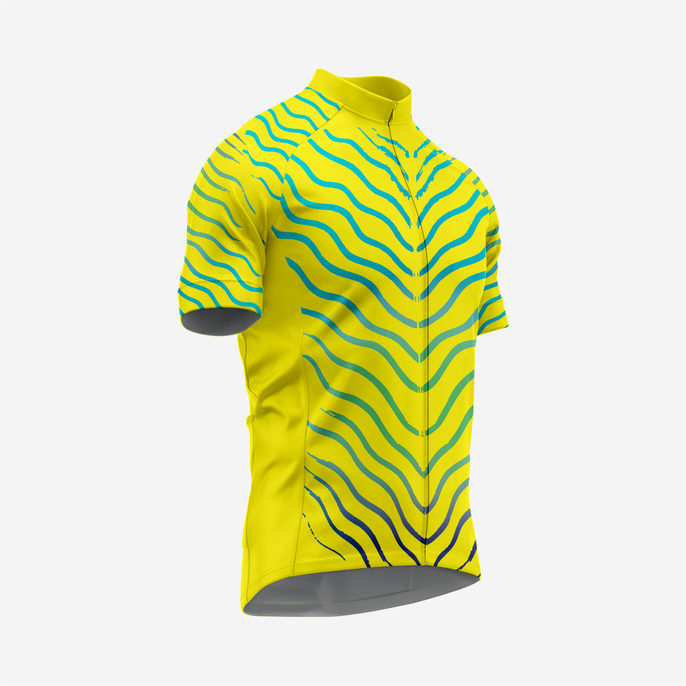 Men’s Yellow Short Sleeve Cycling Jersey for Road and Racing